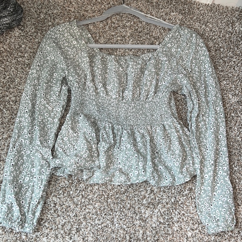 Floral mint blouse